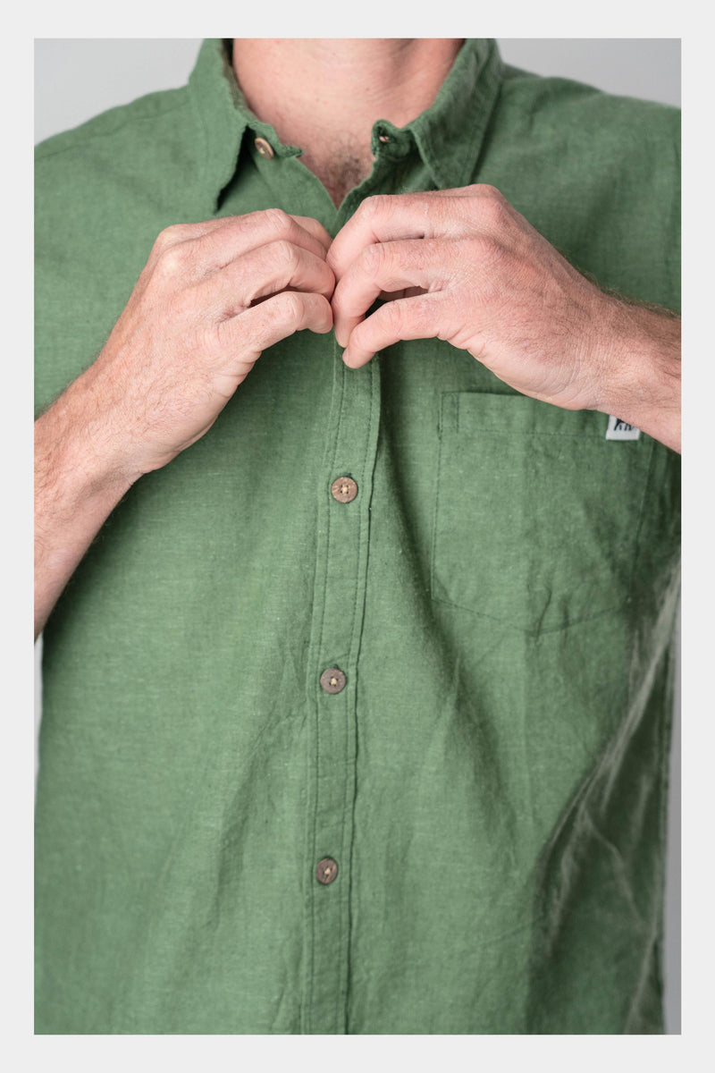 Jungle Green Linen Long Sleeve Shirt