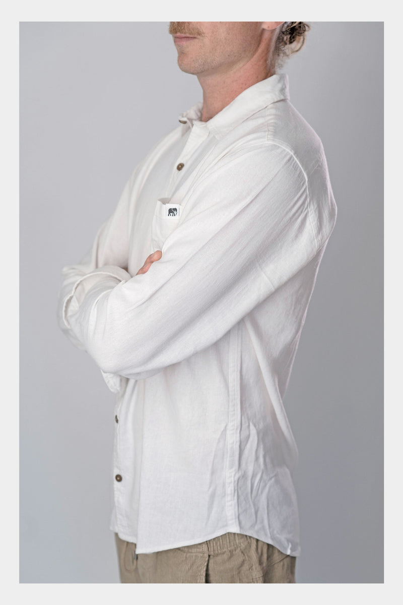 White Linen Long Sleeve Shirt