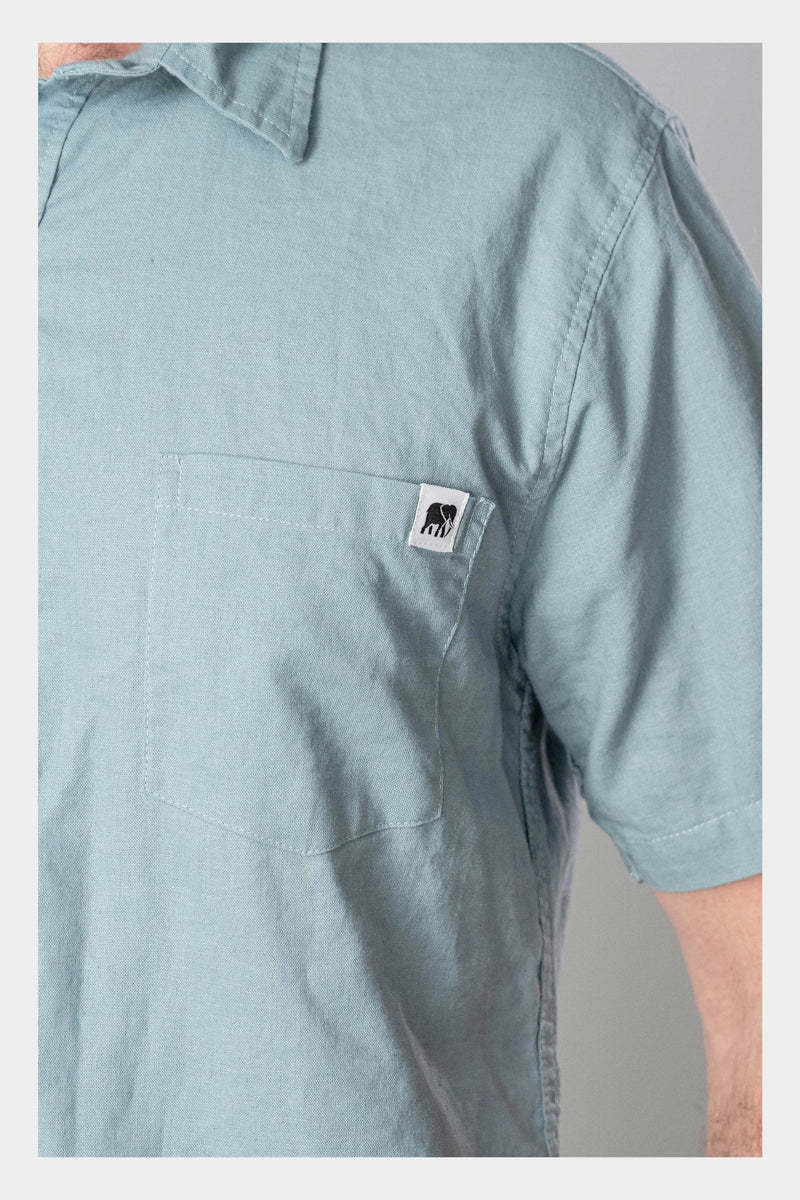 Teal Linen Short Sleeve Shirt