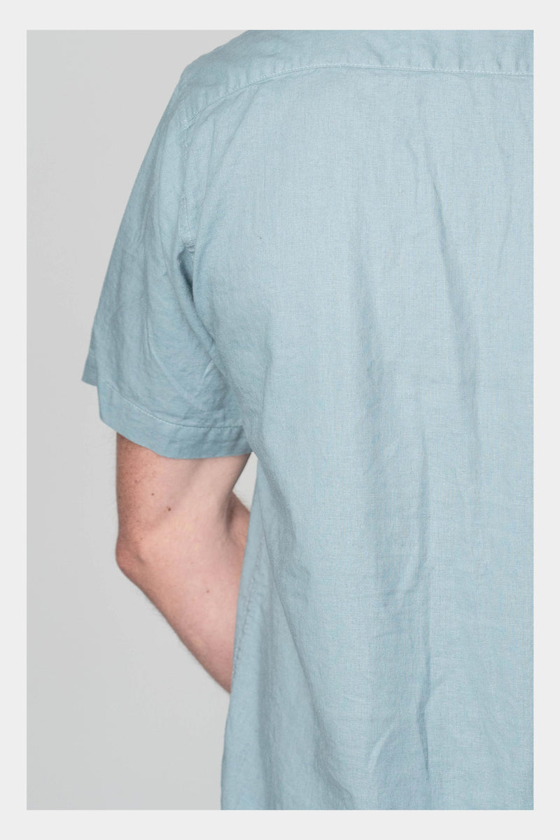 Teal Linen Short Sleeve Shirt