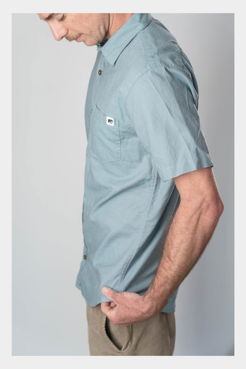 Teal Linen Short Sleeve Shirt