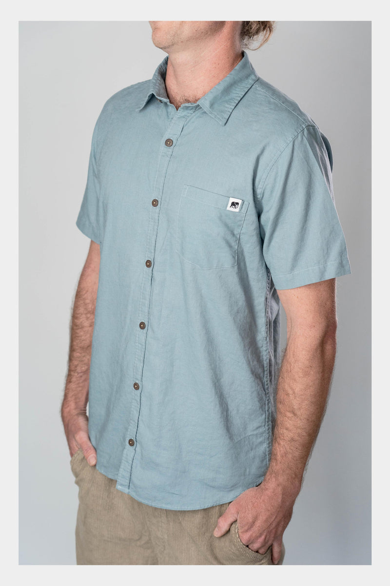 Teal Linen Short Sleeve Shirt