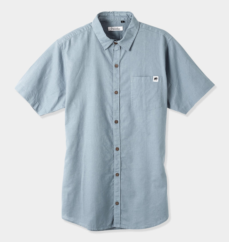 Teal Linen Short Sleeve Shirt