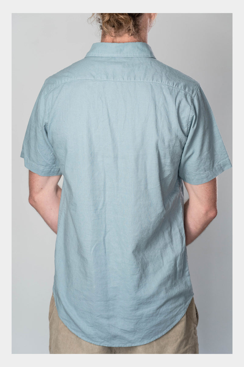 Teal Linen Short Sleeve Shirt