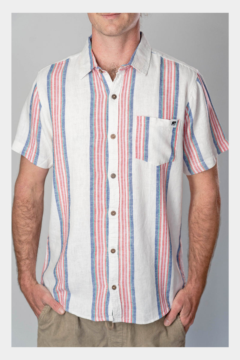 Stripes Linen Short Sleeve Shirt