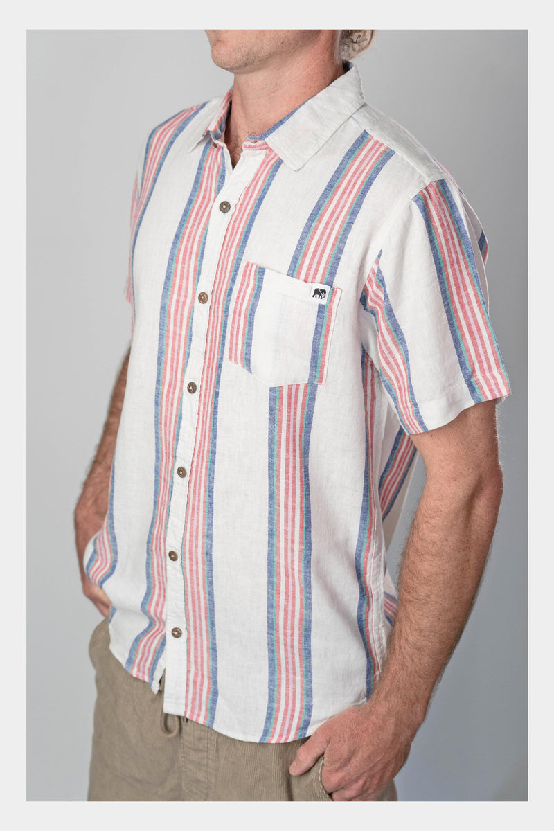 Stripes Linen Short Sleeve Shirt