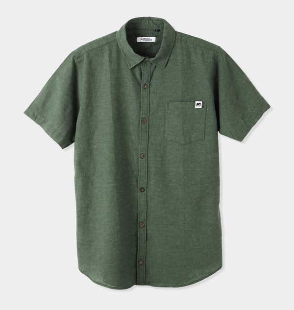 Jungle Green Linen Short Sleeve Shirt