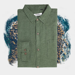 Jungle Green Linen Long Sleeve Shirt