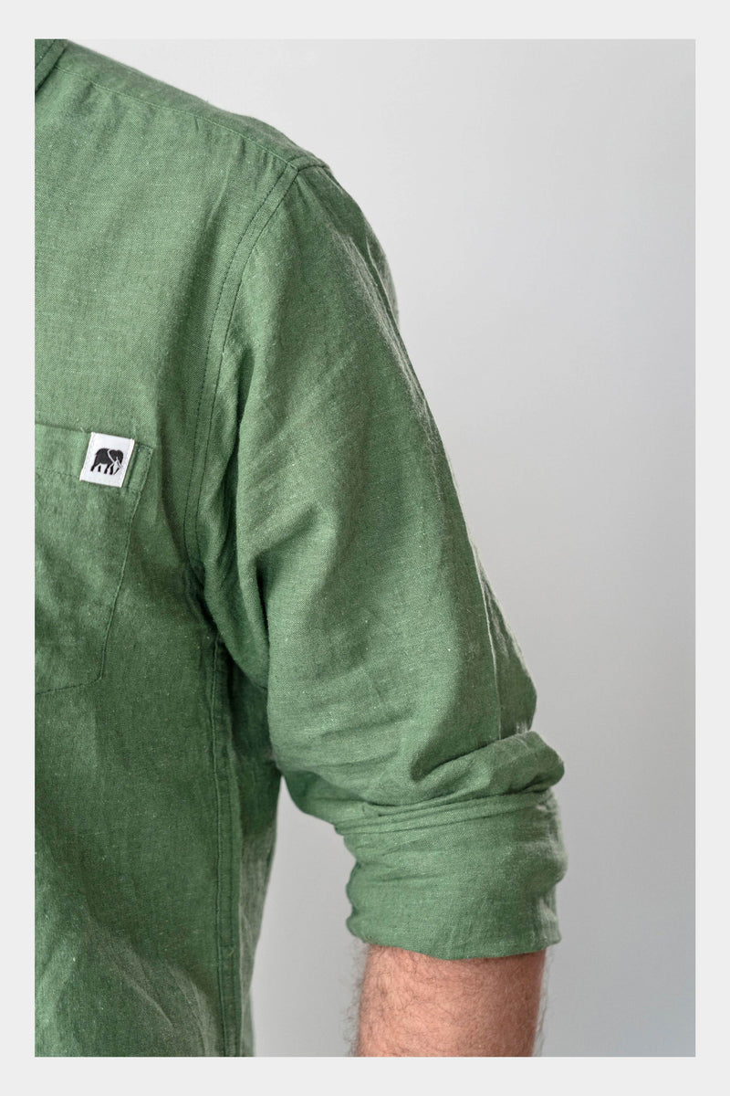 Jungle Green Linen Long Sleeve Shirt