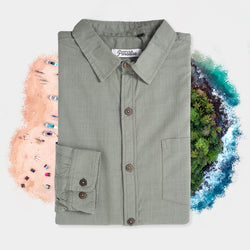 Olivine Green Linen Long Sleeve Shirt