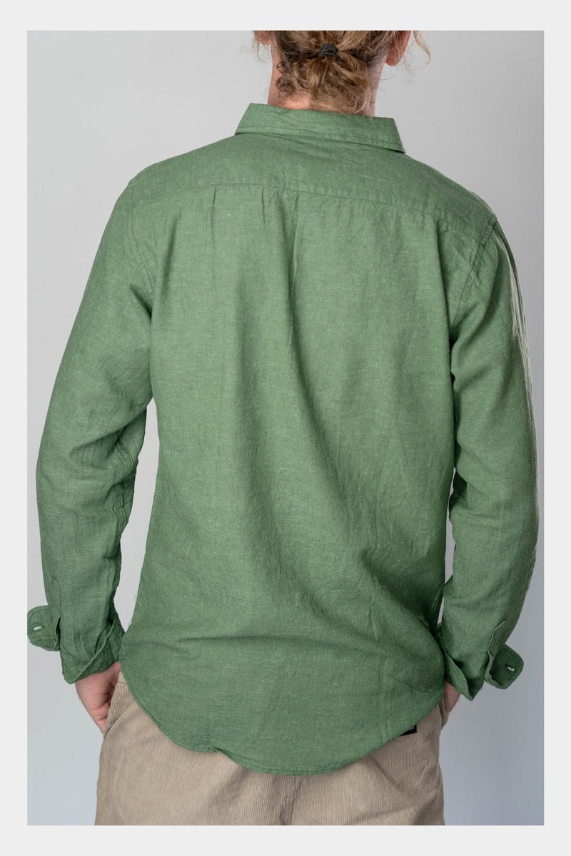 Jungle Green Linen Long Sleeve Shirt