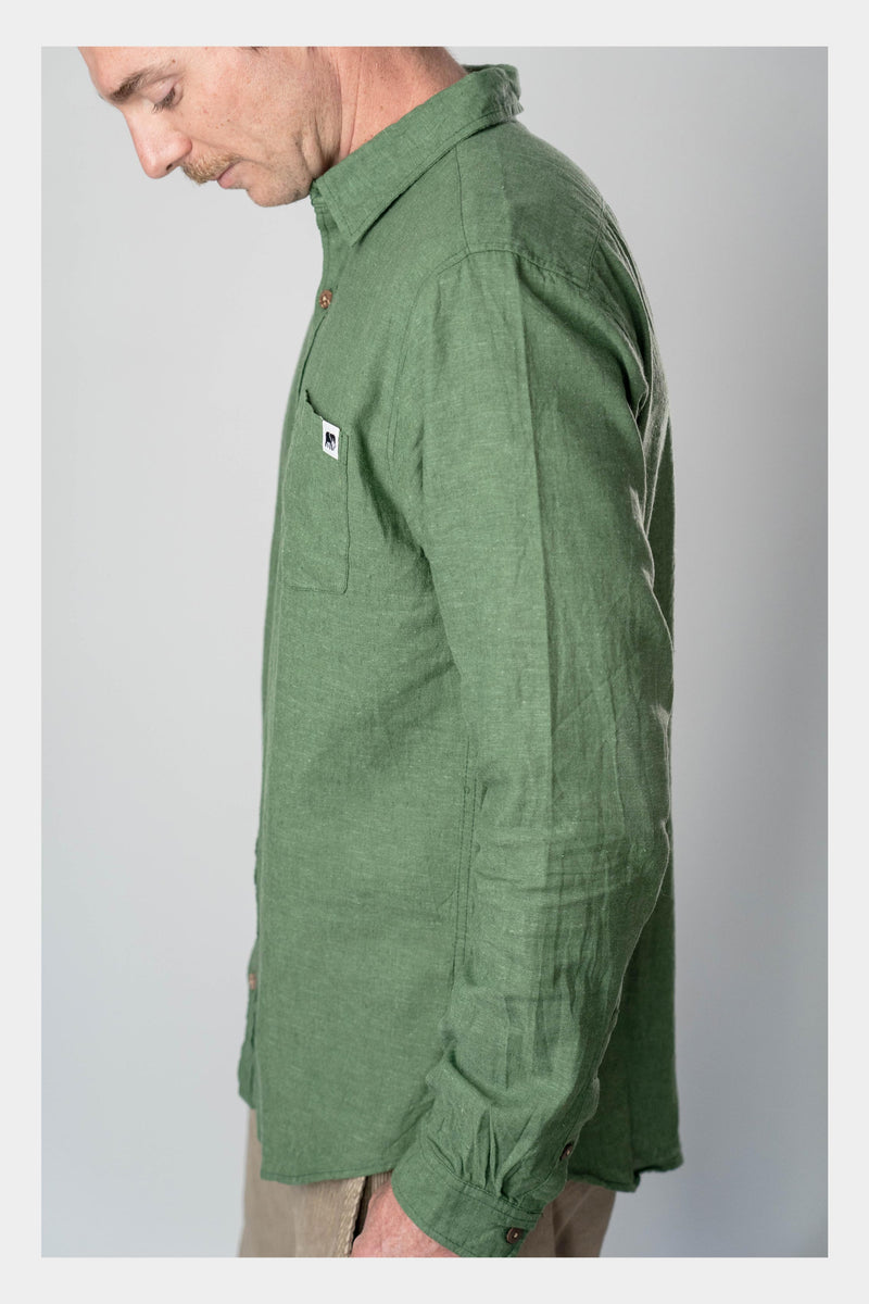 Jungle Green Linen Long Sleeve Shirt
