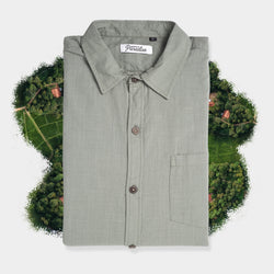 Olivine Green Linen Short Sleeve Shirt
