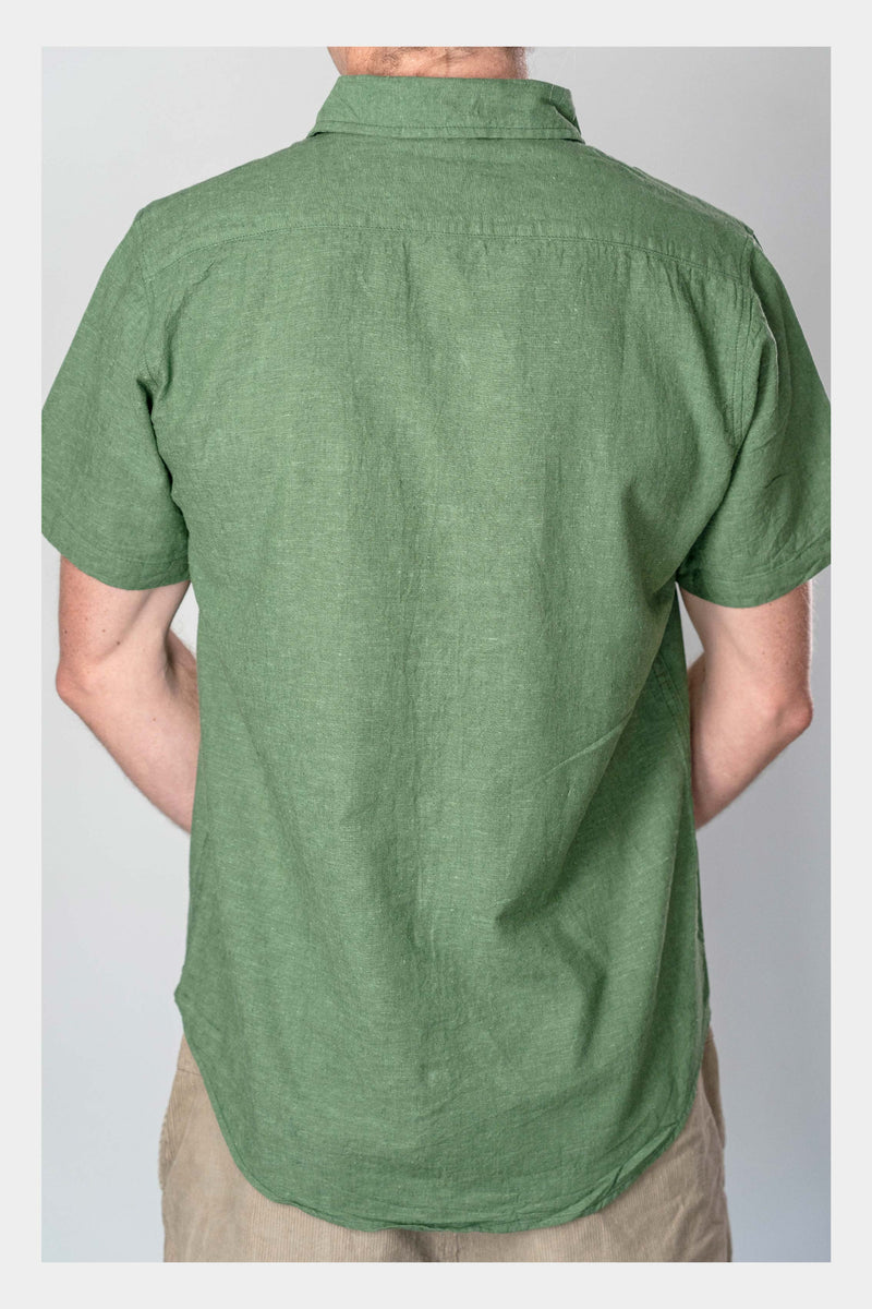 Jungle Green Linen Short Sleeve Shirt