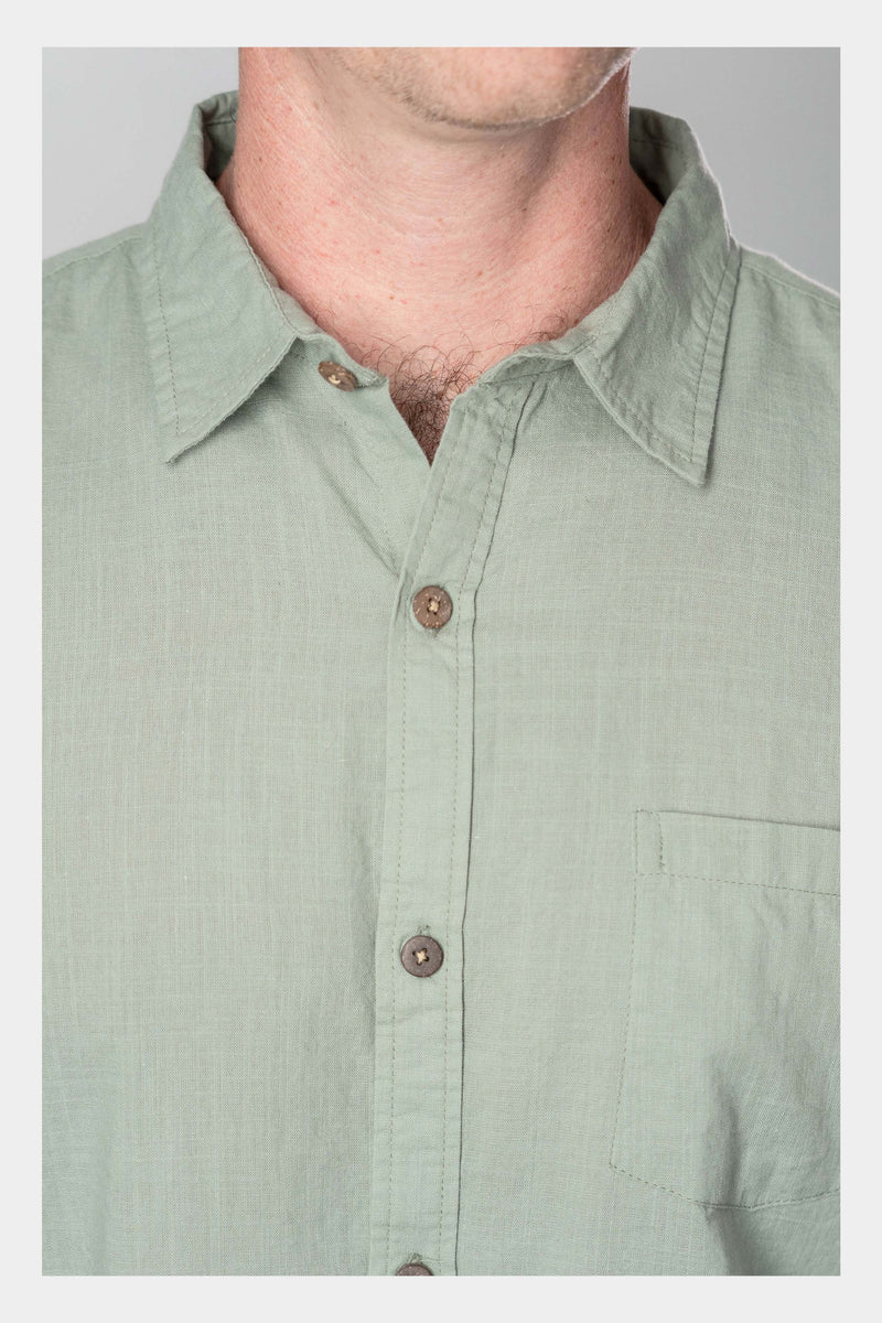 Olivine Green Linen Long Sleeve Shirt