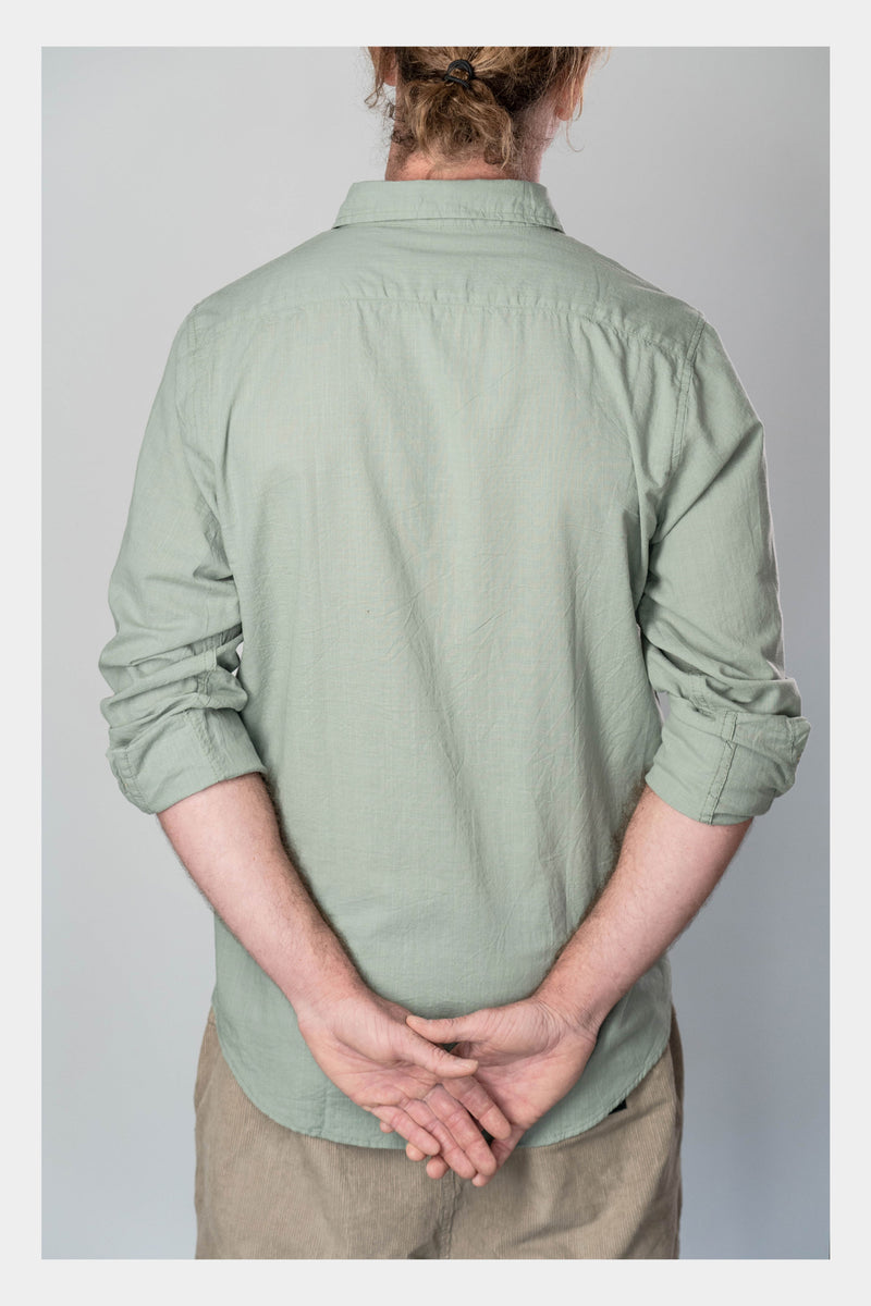 Olivine Green Linen Long Sleeve Shirt