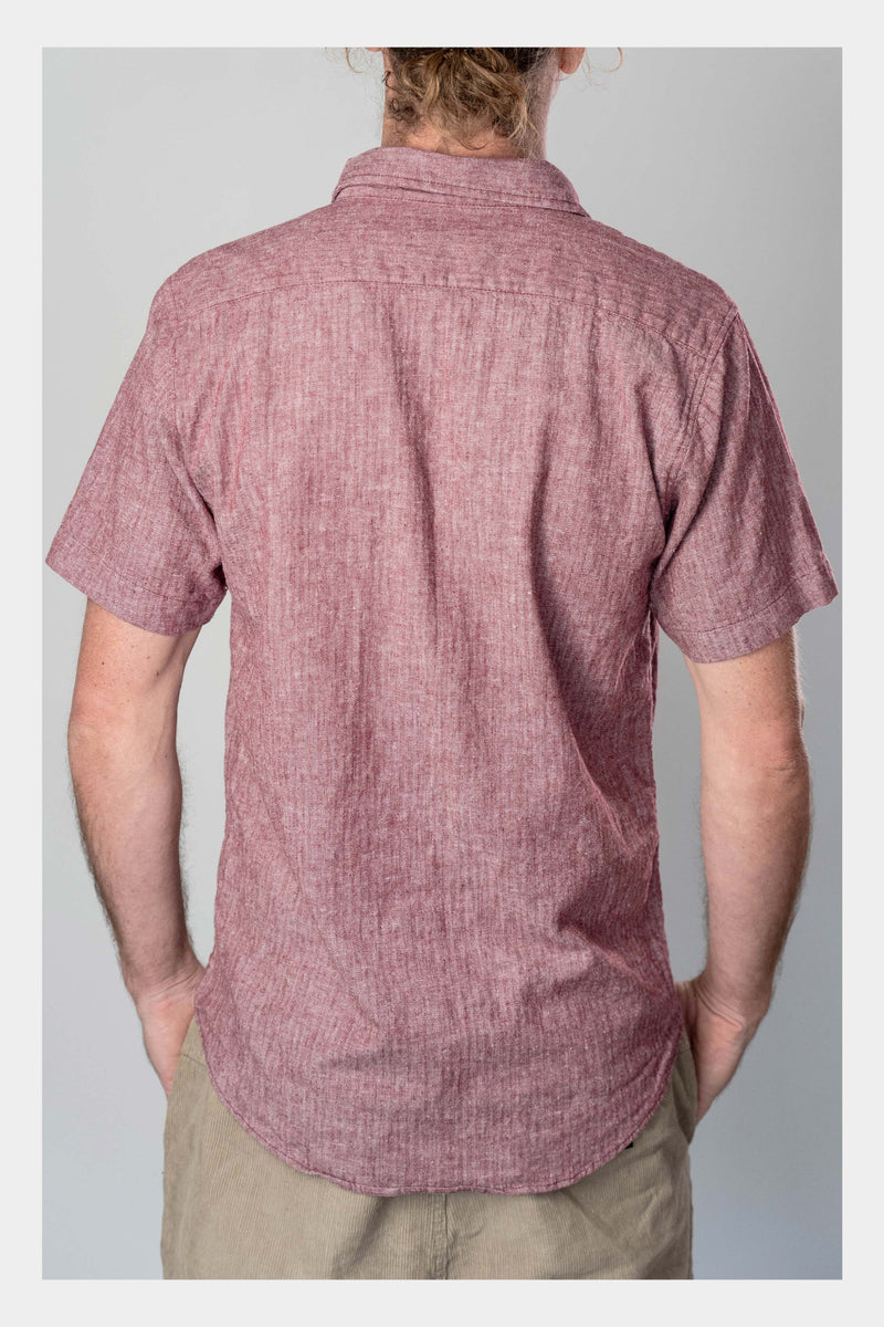 Crimson Linen Short Sleeve Shirt