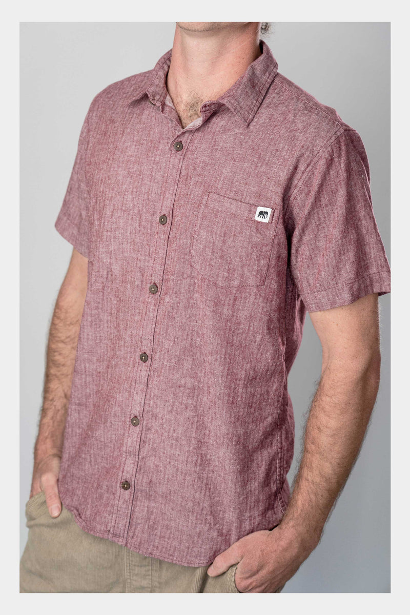 Crimson Linen Short Sleeve Shirt