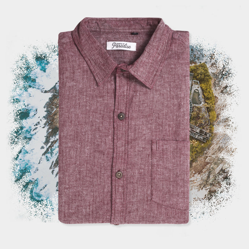 Crimson Linen Short Sleeve Shirt