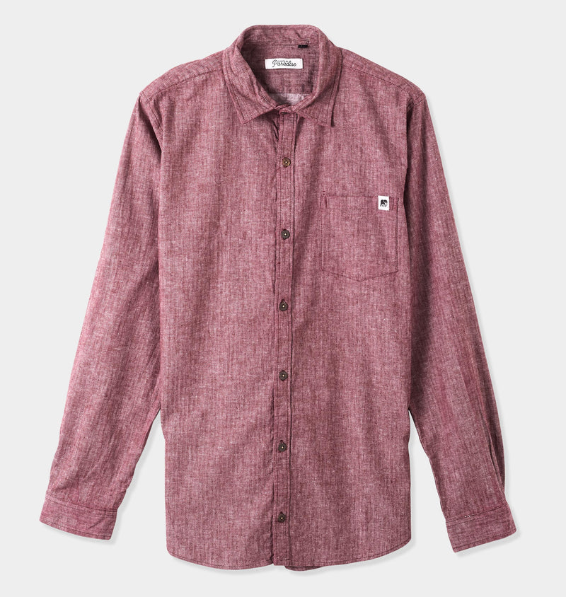 Crimson Linen Long Sleeve Shirt