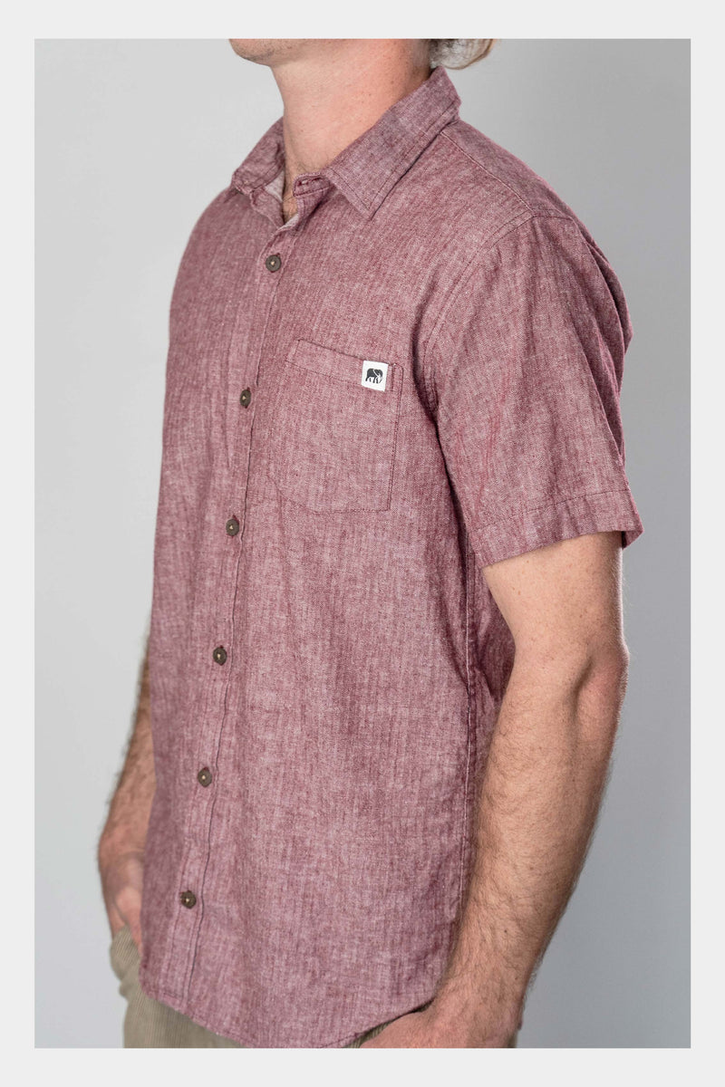 Crimson Linen Short Sleeve Shirt