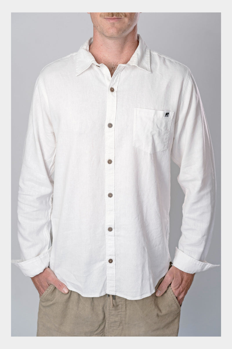 White Linen Long Sleeve Shirt