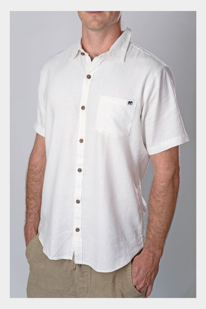 White Linen Short Sleeve Shirt