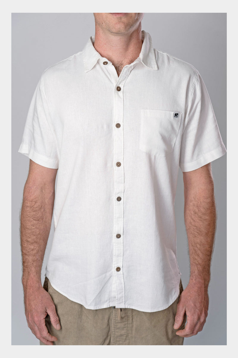 White Linen Short Sleeve Shirt