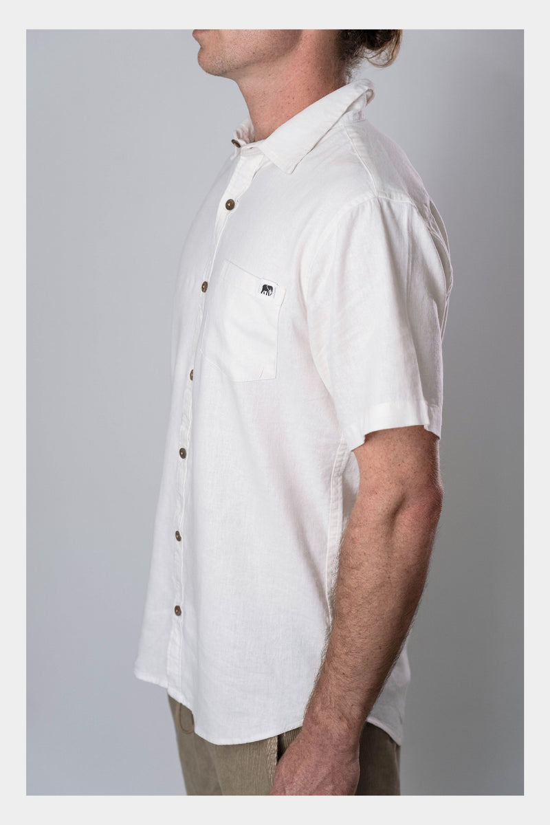 White Linen Short Sleeve Shirt