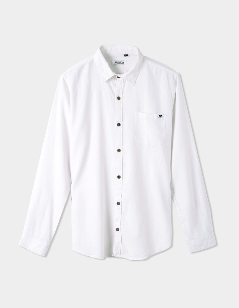 White Linen Long Sleeve Shirt
