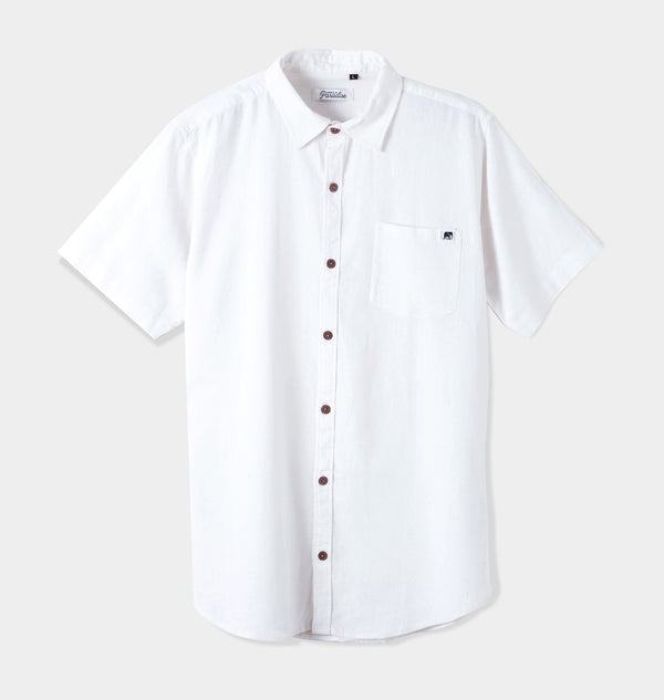 White Linen Short Sleeve Shirt