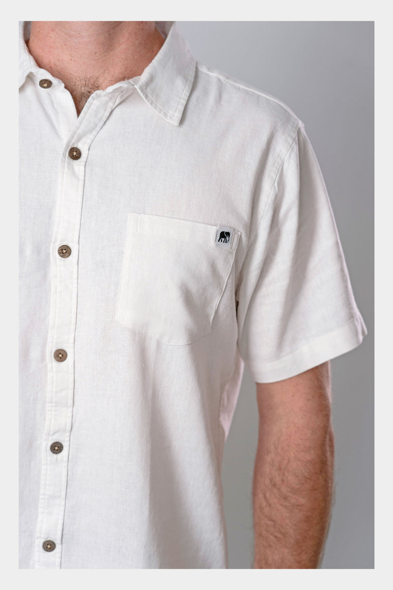 White Linen Short Sleeve Shirt