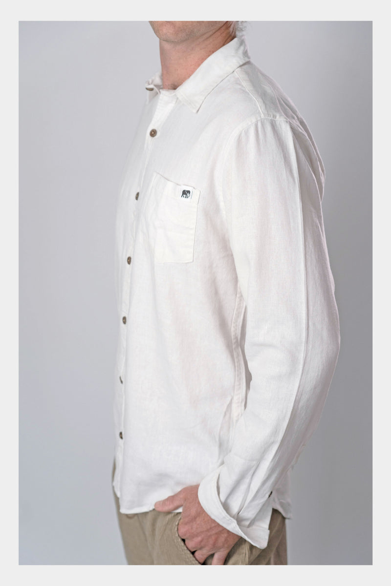 White Linen Long Sleeve Shirt