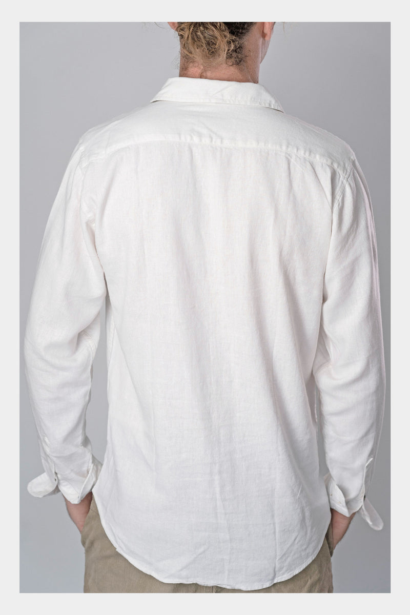 White Linen Long Sleeve Shirt